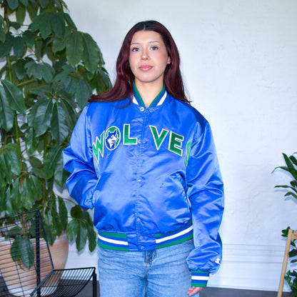 Vintage 90s Minnesota Timberwolves Quilted Starter Satin Jacket