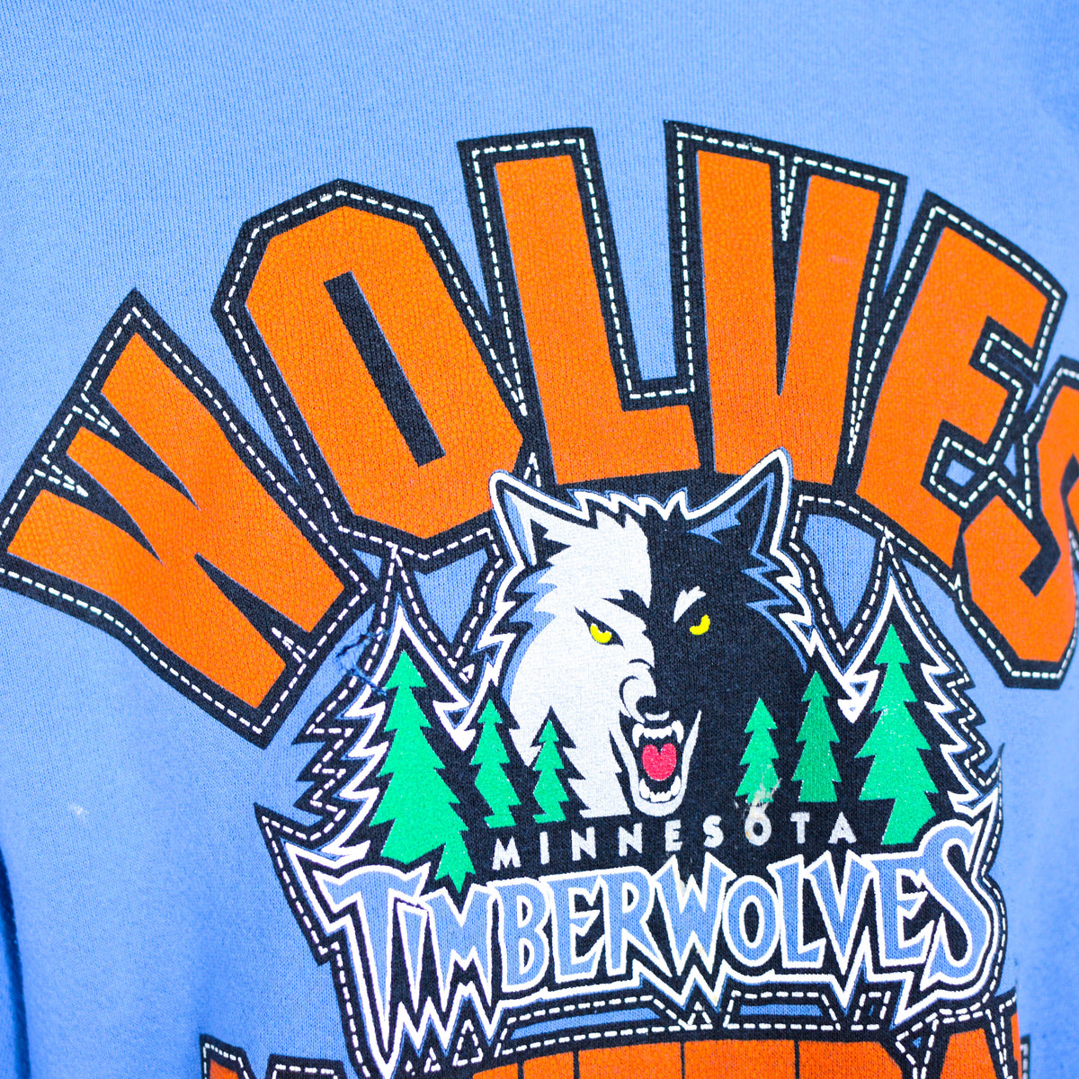 Vintage 90s Minnesota Timberwolves Bold Orange Print Crewneck