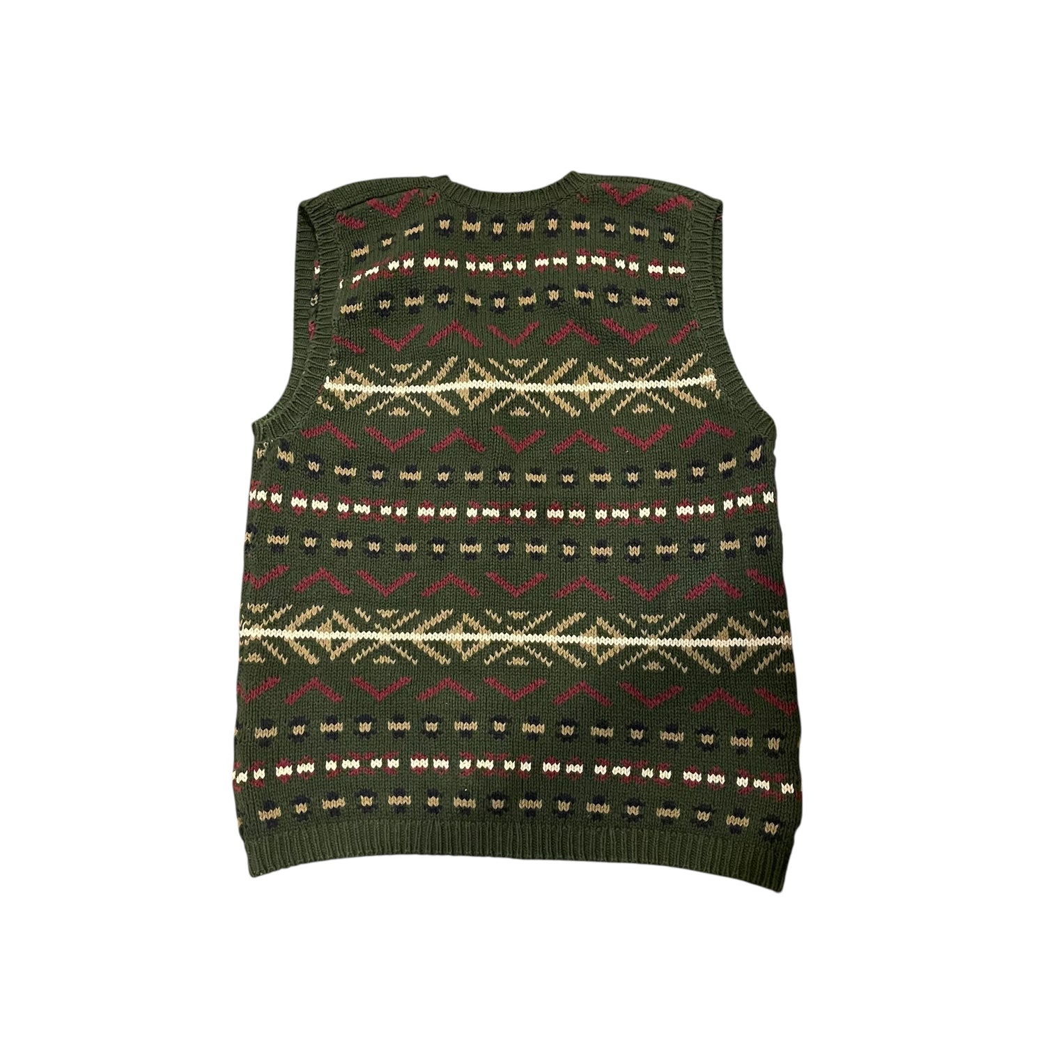 Vintage British Khaki Multi-print Knit Sweater Vest