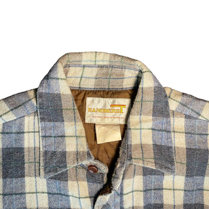 Vintage 80s Sandherst Blue and White Button Down Flannel