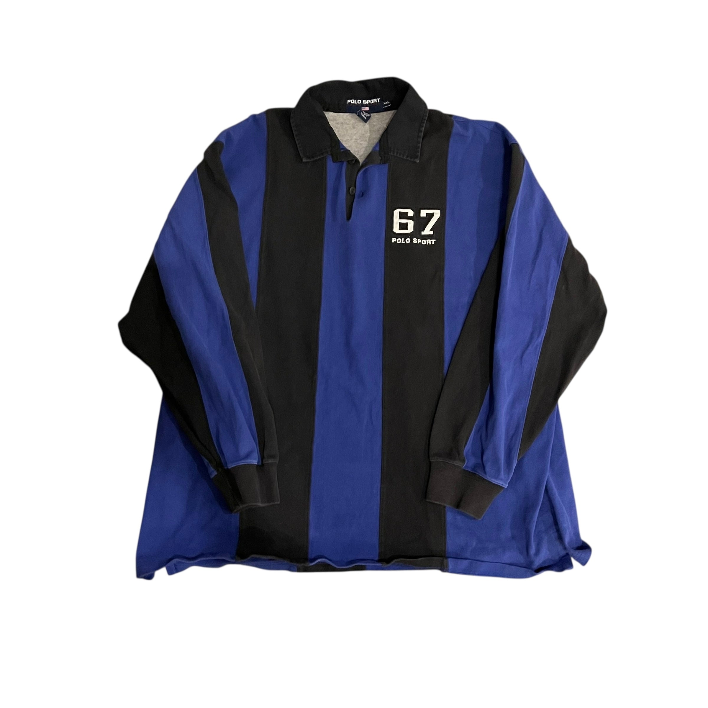 Vintage Polo Sport Black and Blue Rugby Shirt