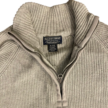 Vintage Polo Jeans Co. Grey Ribbed Quarter Zip Sweater