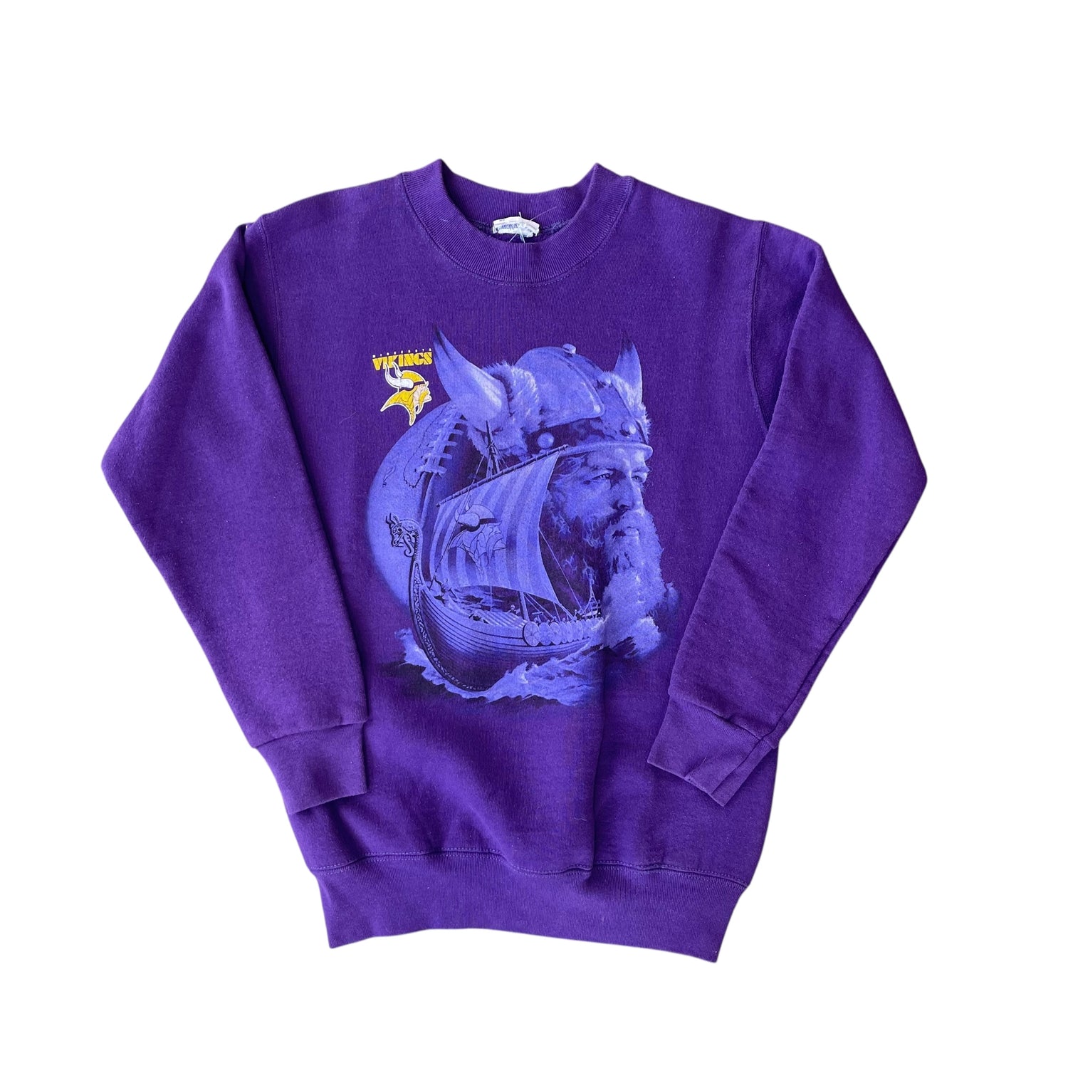 Vintage Minnesota Vikings Purple Graphic Crewneck Sweatshirt
