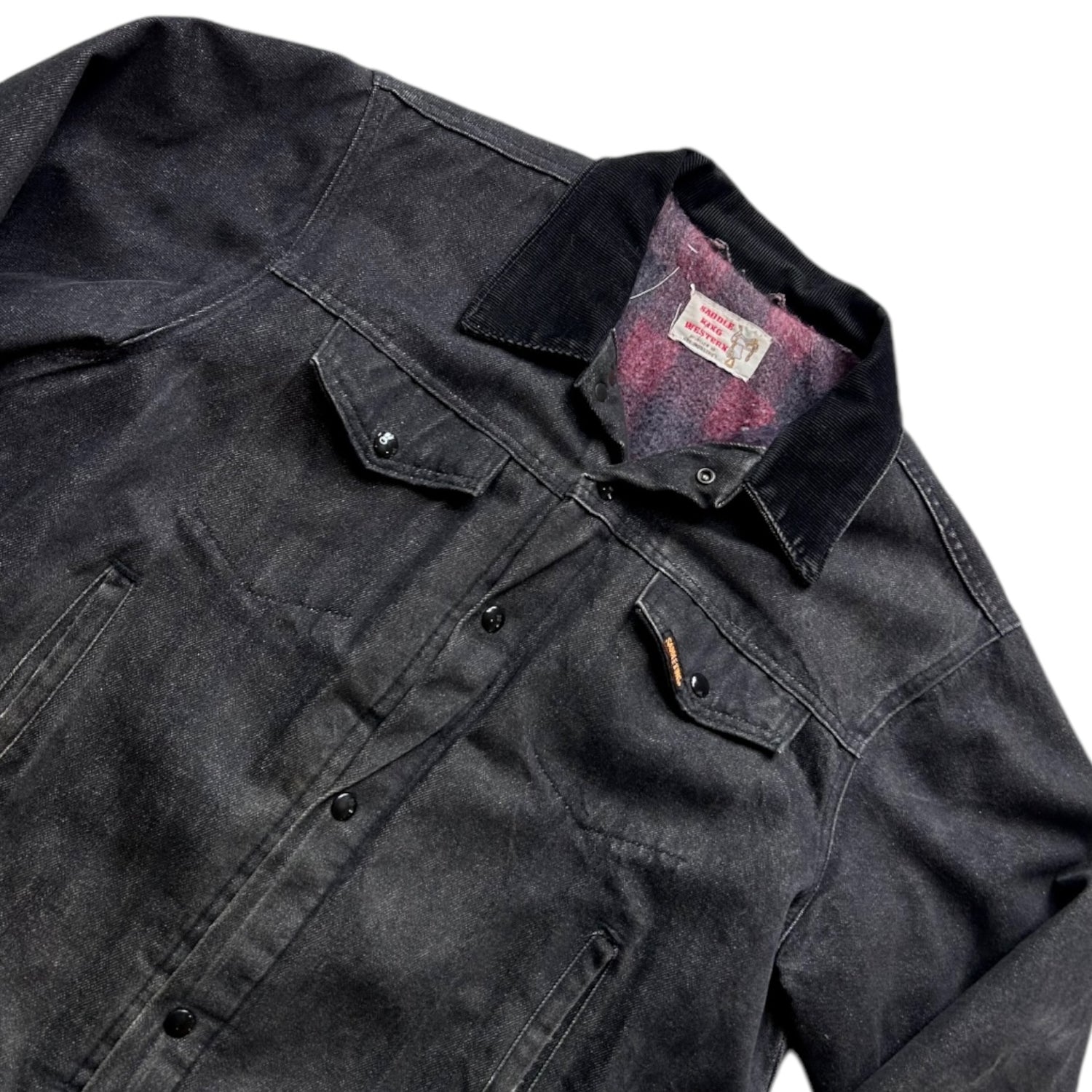 Vintage Flannel Lined Black Denim Jacket