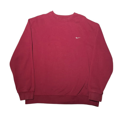 Vintage Y2K Maroon Nike Mini-Swoosh Crewneck