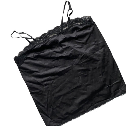 Vintage Black Satin Lacey Lingerie Top