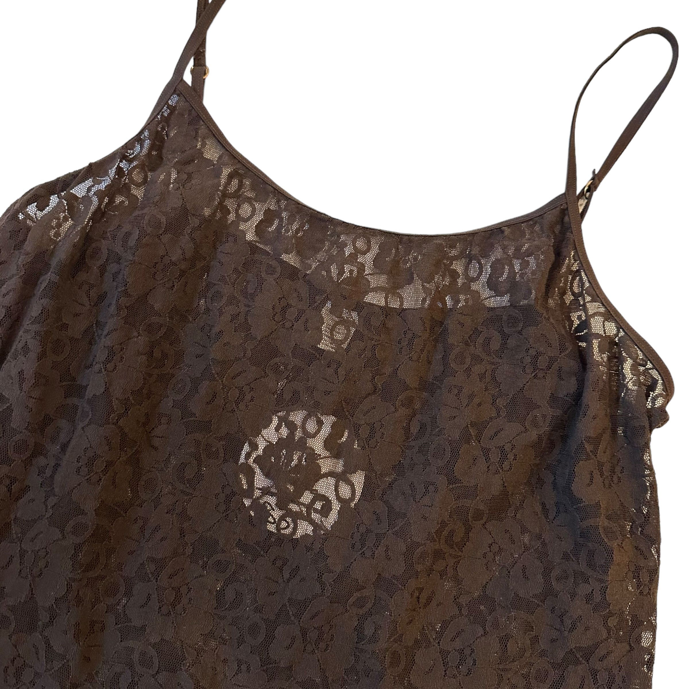 Vintage Brown Lace Cami Tank Top