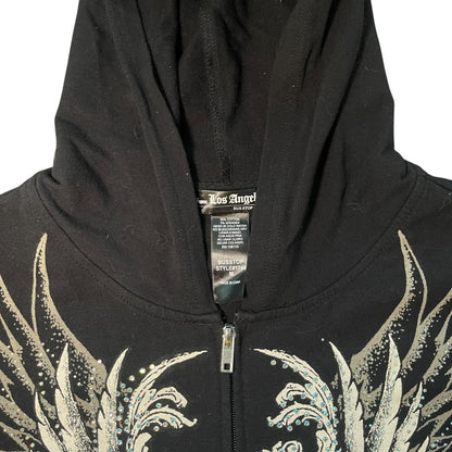 Y2k Los Angeles Bus Stop Bedazzled Skull Hoodie