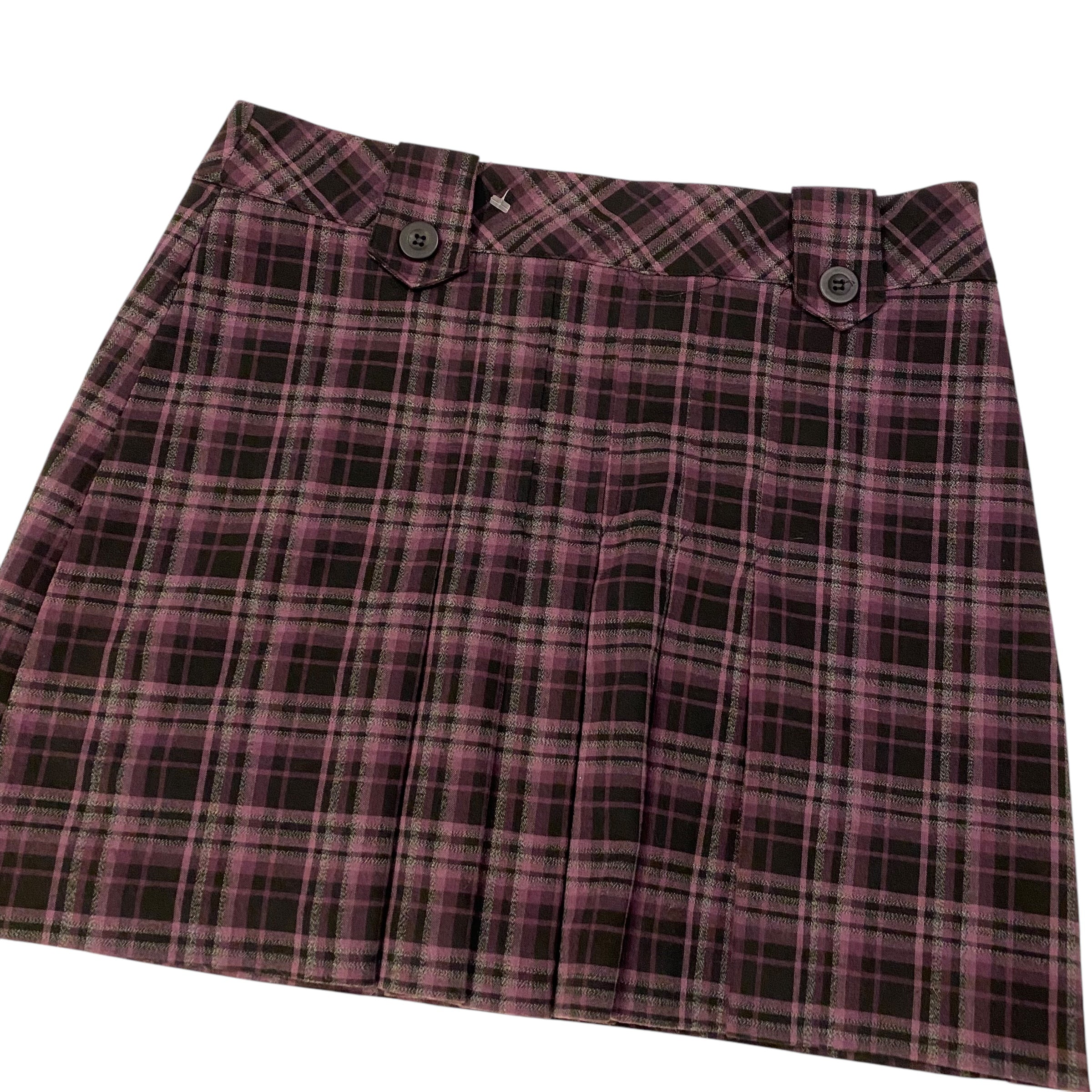 Vintage Plaid Purple Pleaded Mini Skirt