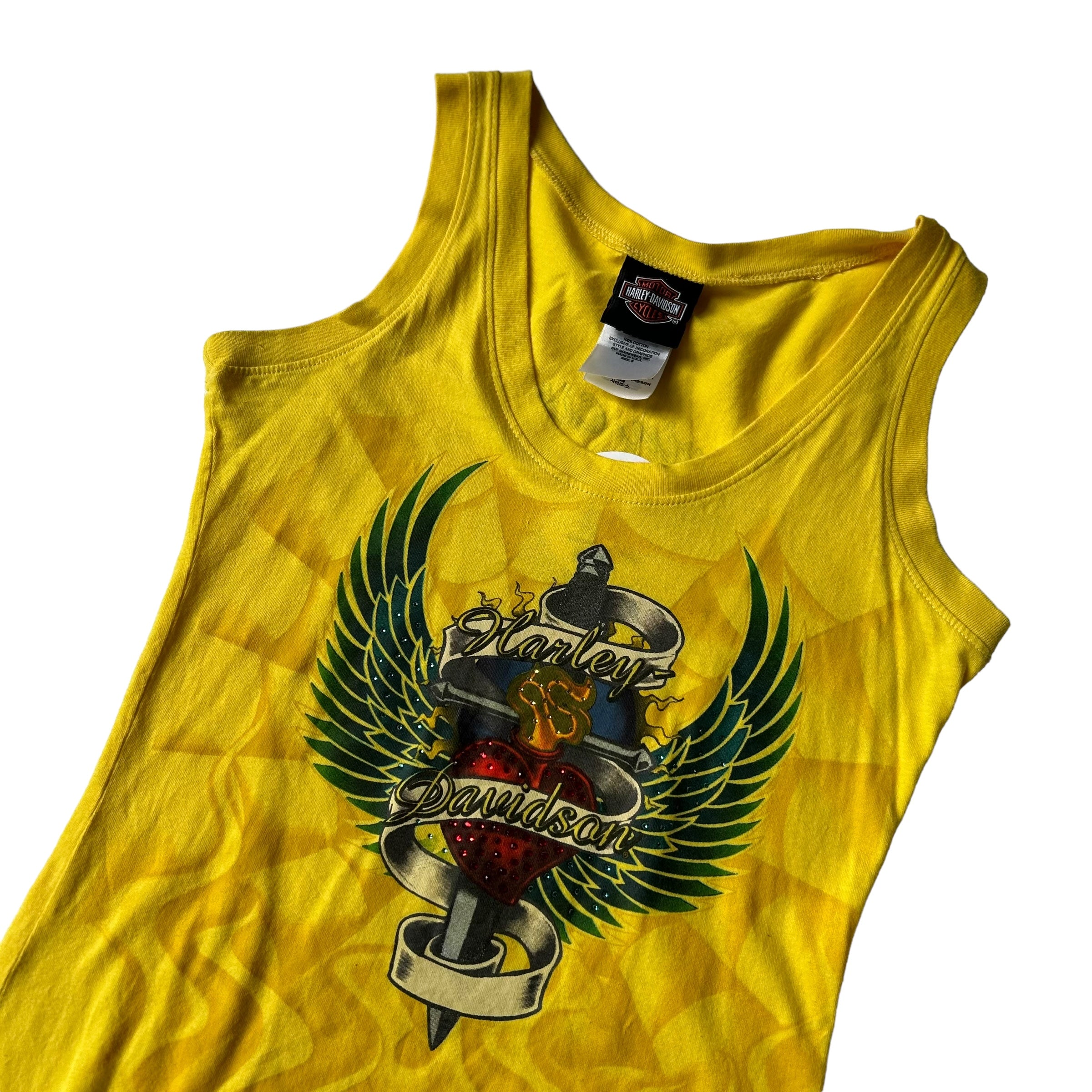 2008 Harley Davidson Yellow Tank Top