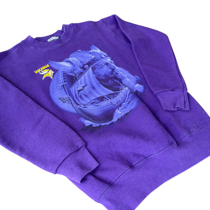 Vintage Minnesota Vikings Purple Graphic Crewneck Sweatshirt