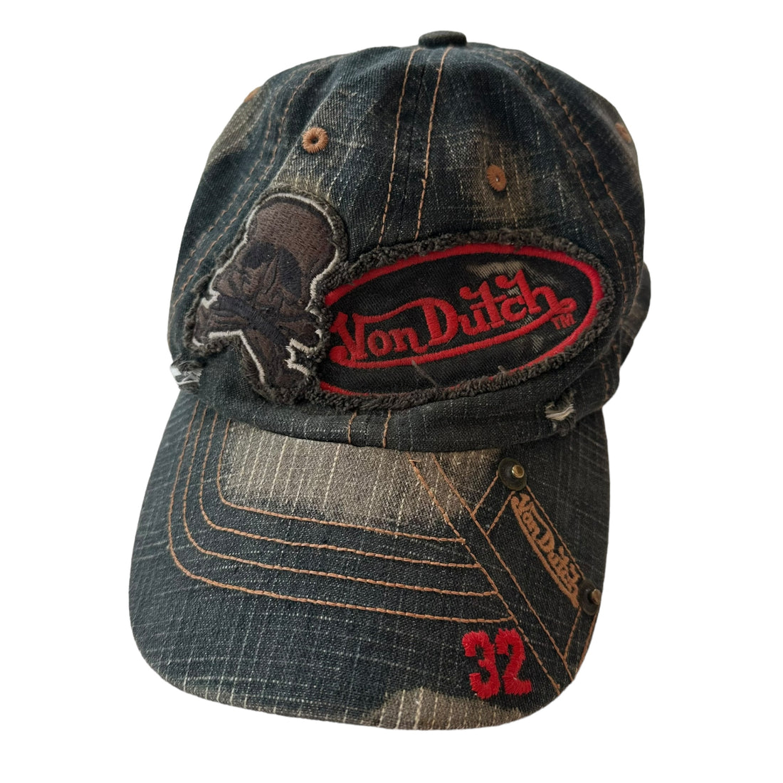 Y2k Von Dutch Denim Patchwork Hat