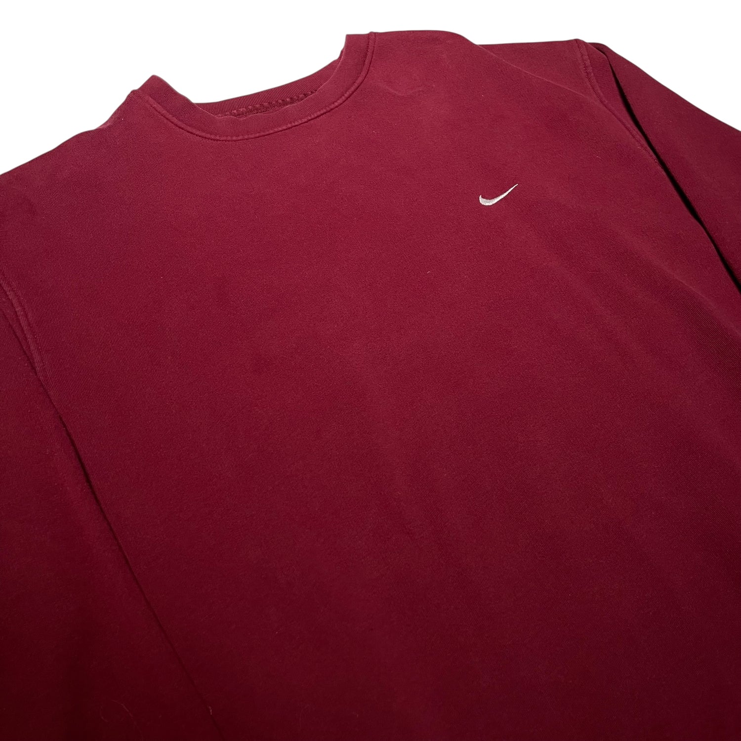 Vintage Y2K Maroon Nike Mini-Swoosh Crewneck