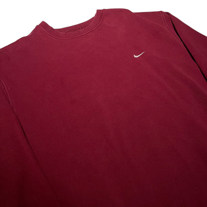 Vintage Y2K Maroon Nike Mini-Swoosh Crewneck