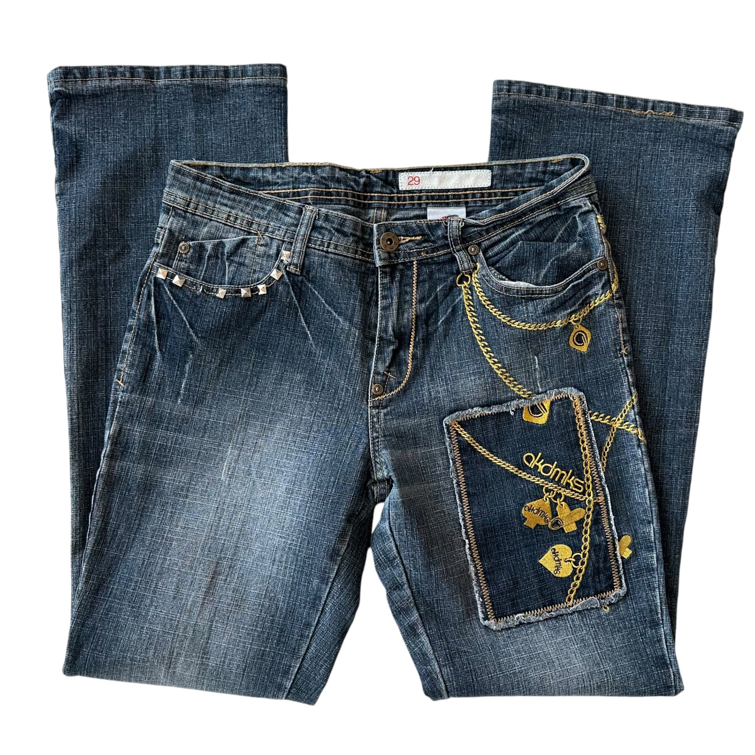 Y2k Akdmks Low Waisted Flare Jeans