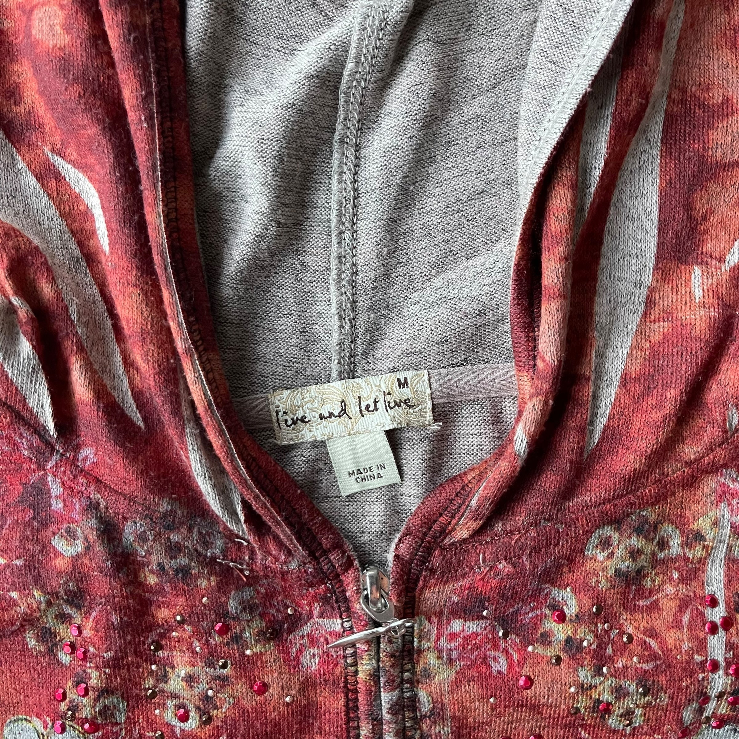 Vintage Y2K All-Over-Print Live &amp; Let Live Hoodie