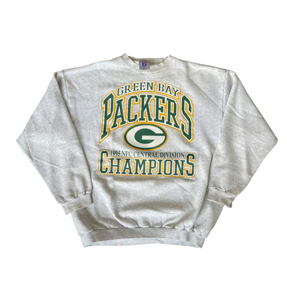 Vintage 1995 Green Bay Packers Central Division Champions Gray Crewneck