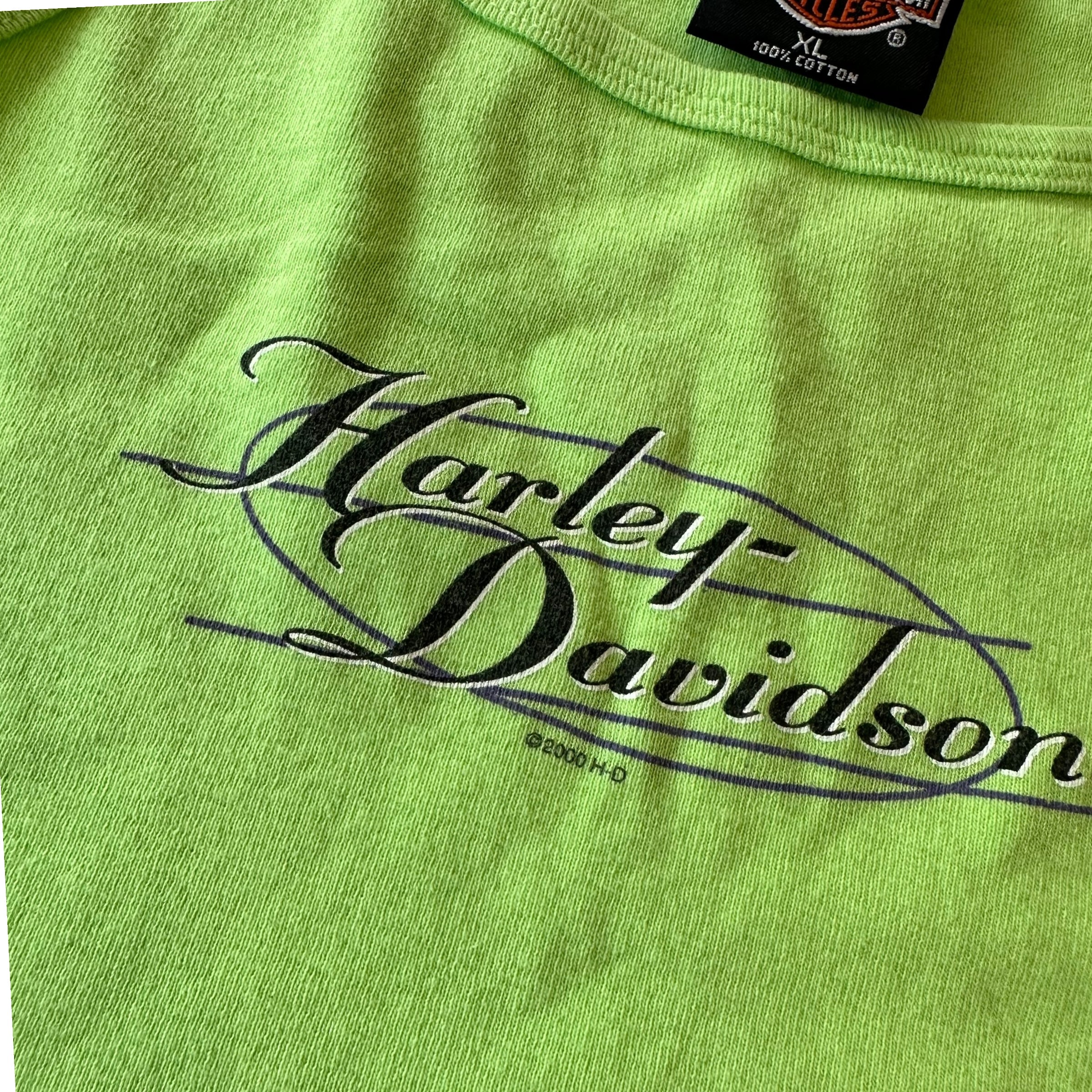 2000 Harley Davidson Lime Green Tank Top