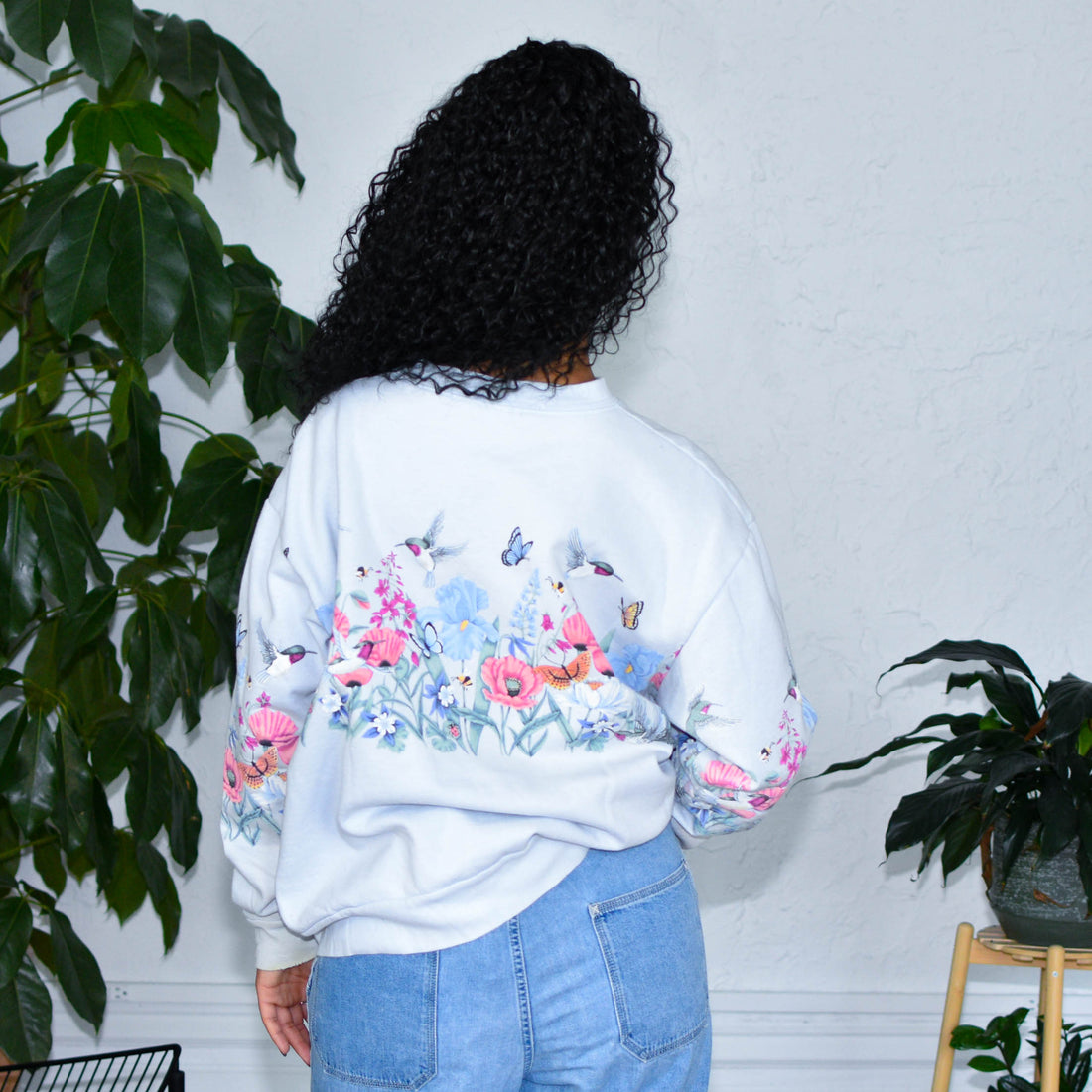 Vintage Nature Graphic Light Blue Crewneck