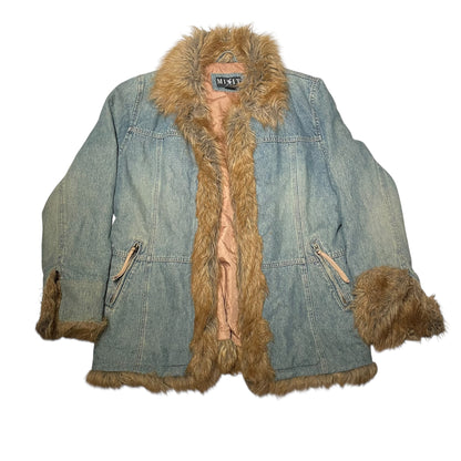 Vintage Y2K Mixit Faux Fur Denim Coat