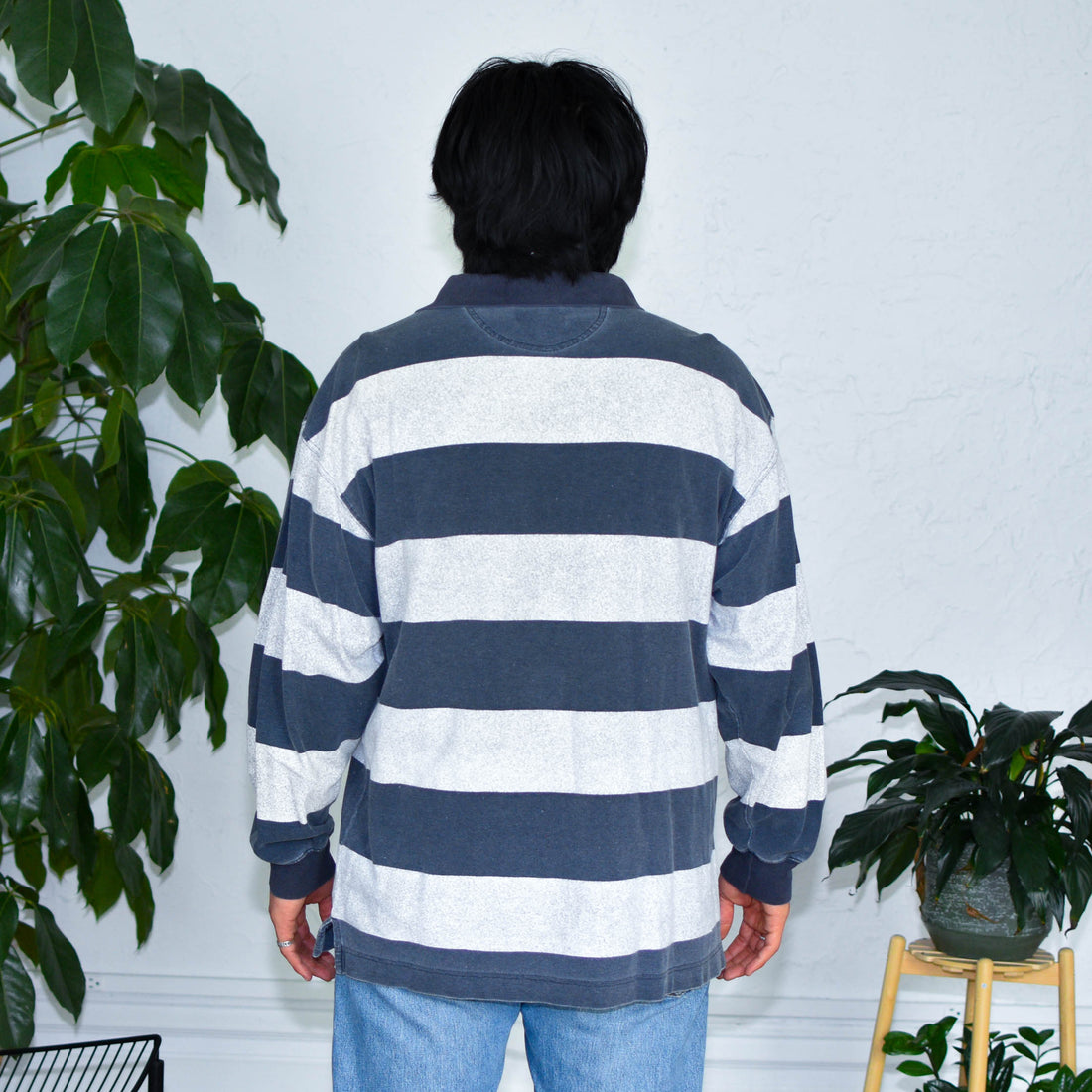 Vintage Van Heusen Striped Long Sleeve Polo Shirt