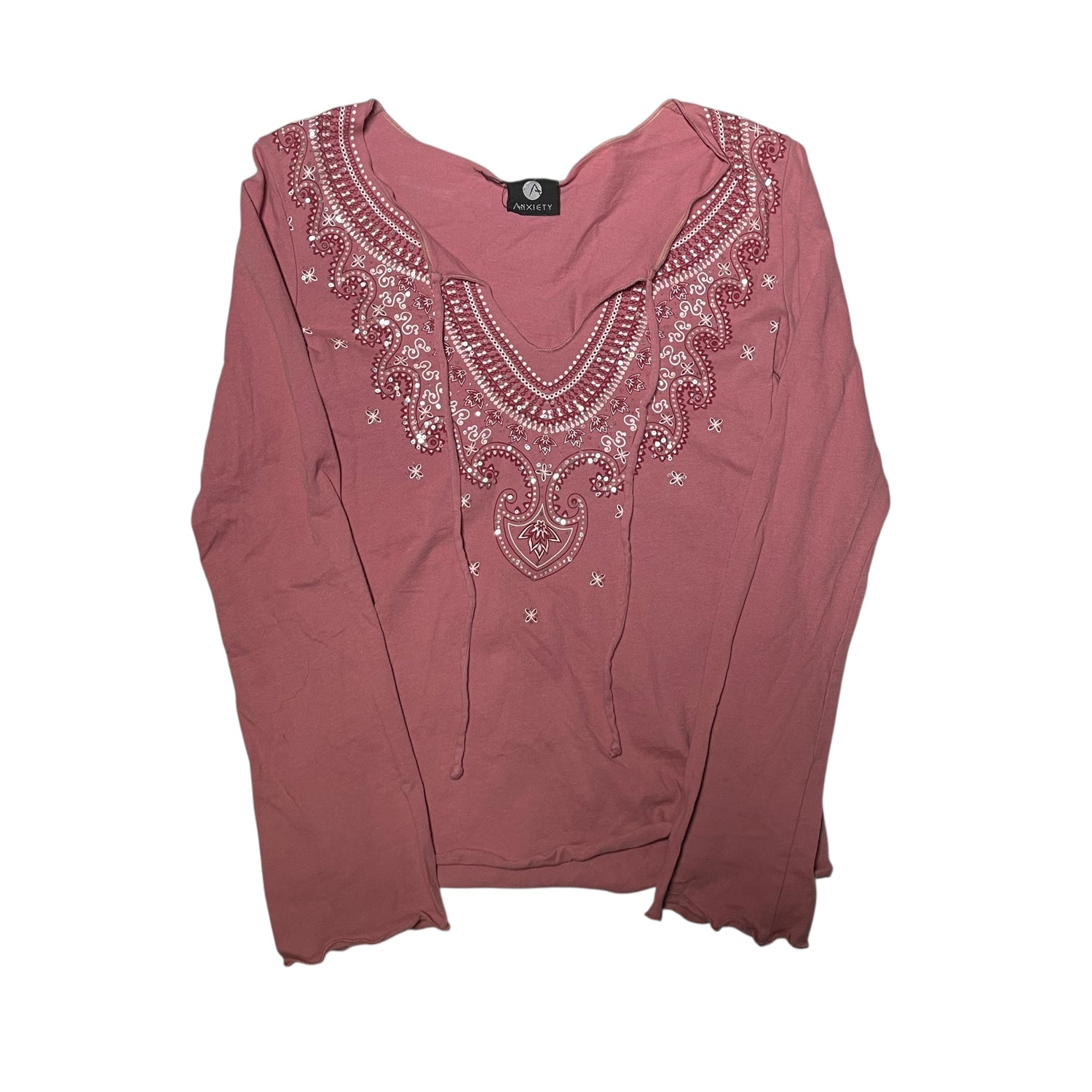 Y2K Pink Anxiety Beaded Blouse