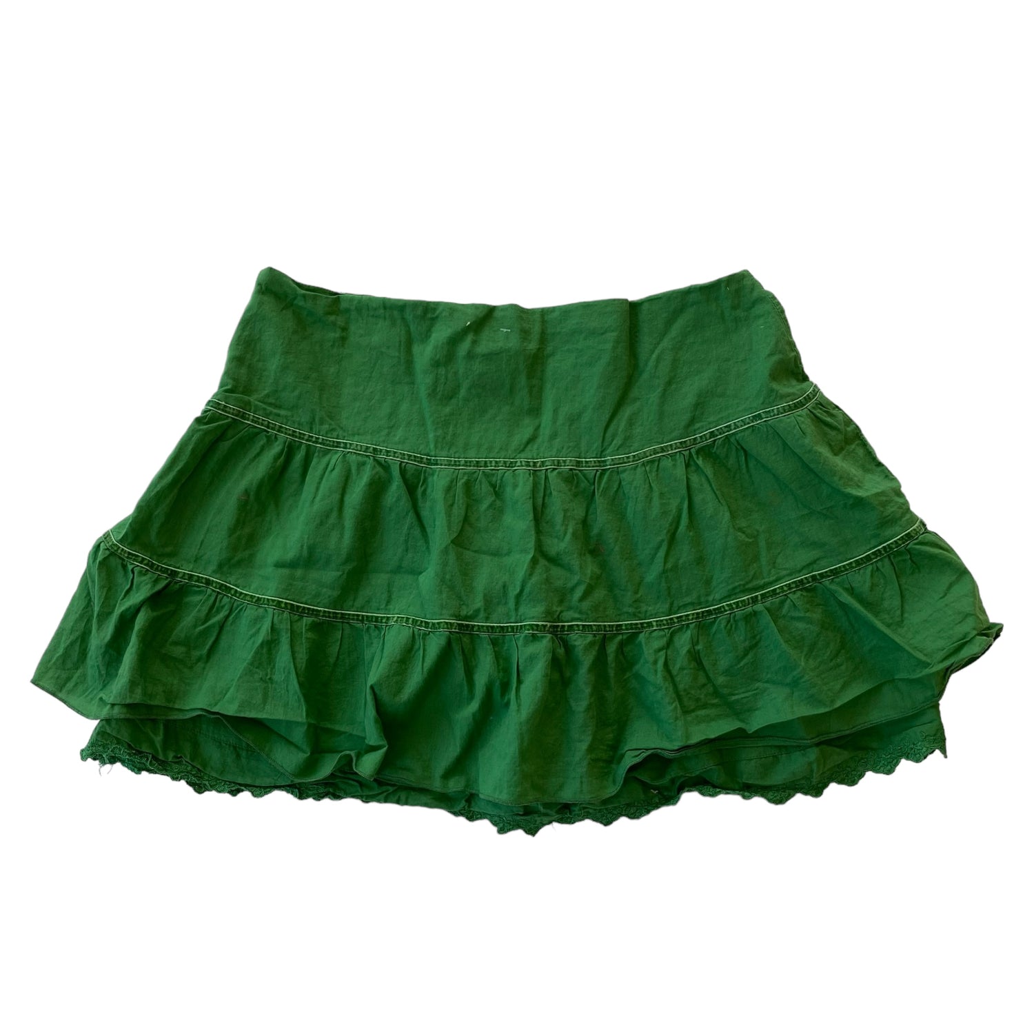 Y2k Green Ruffle Mini Skirt