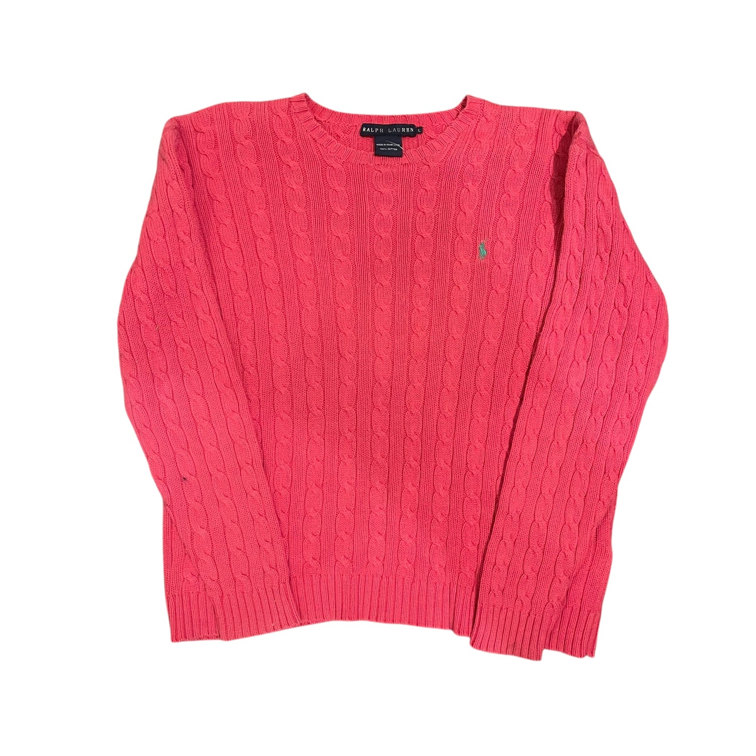 Y2K Ralph Lauren Hot Pink Cable Knit Sweater
