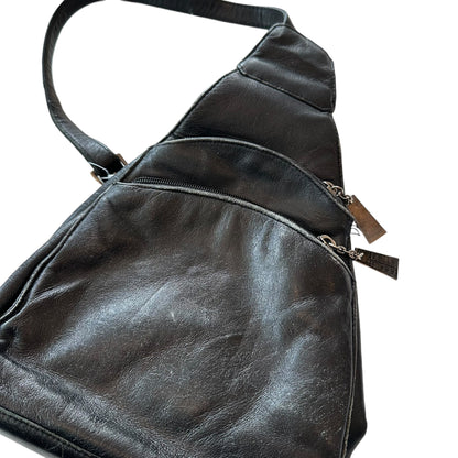 Vintage Black Leather Crossbody Bag