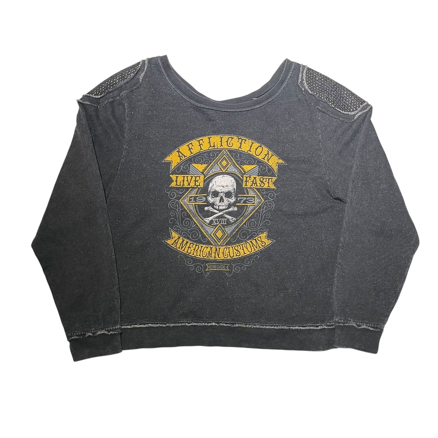 Y2K Affliction Distressed Sheer Crewneck