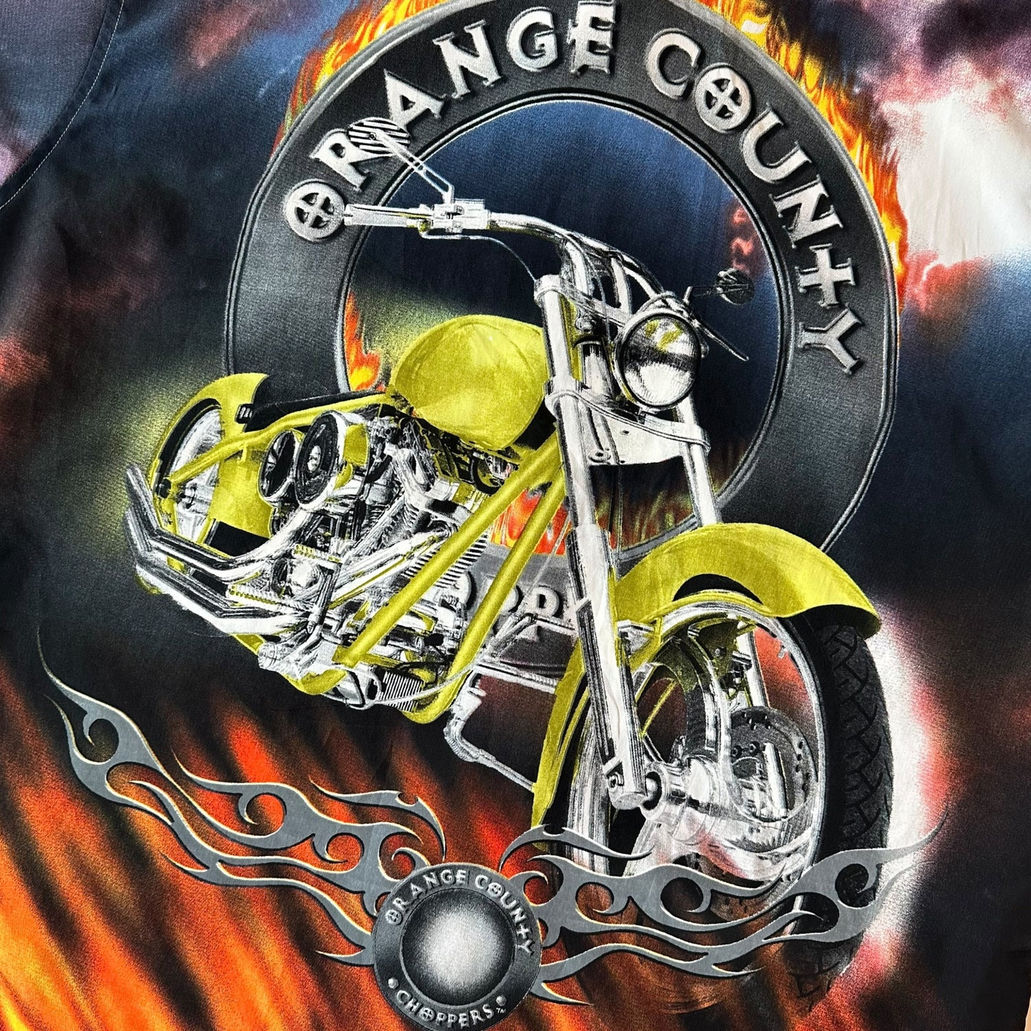 2004 Orange County Choppers AOP Short Sleeve Button Up