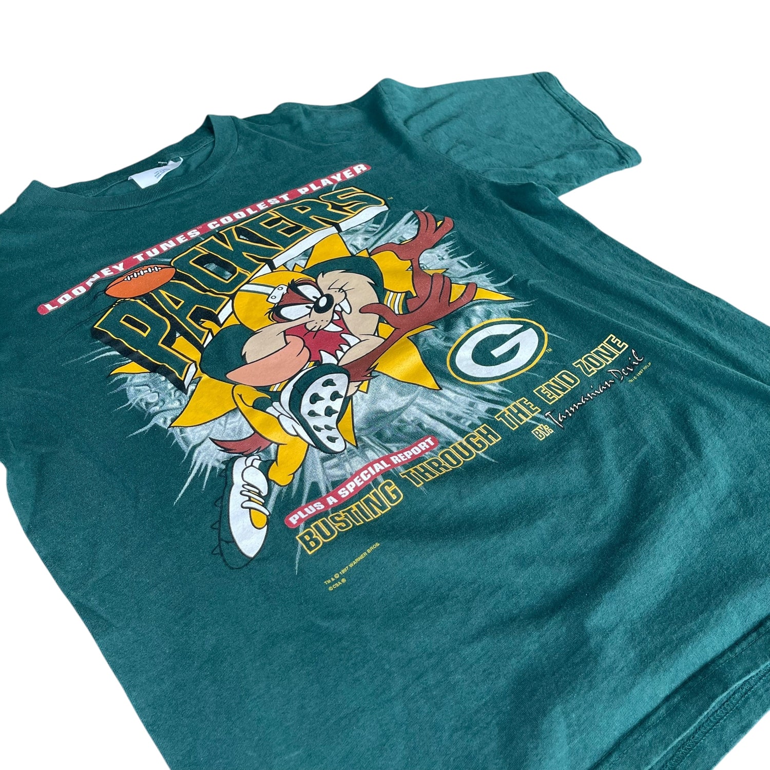 Vintage 1997 Looney Tunes Taz Green Bay Packers T-Shirt