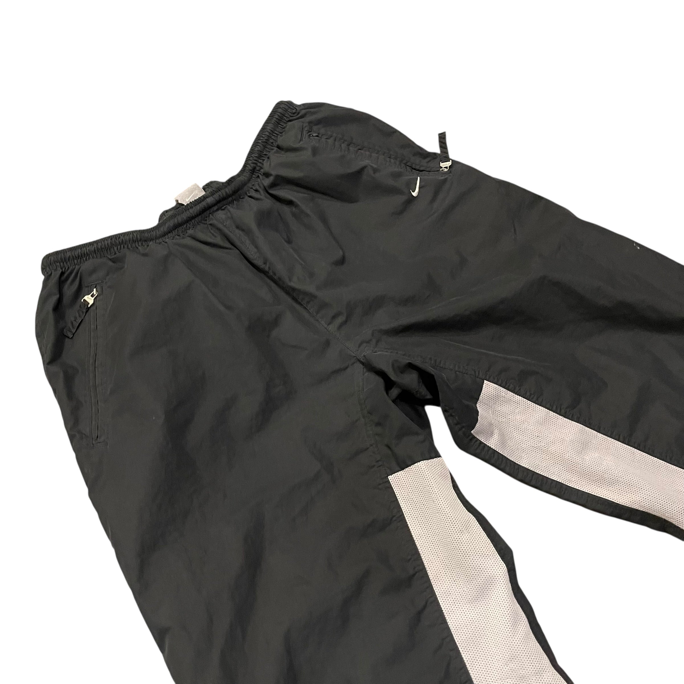 Vintage Y2K Black Nike Black &amp; White Striped Track Pants