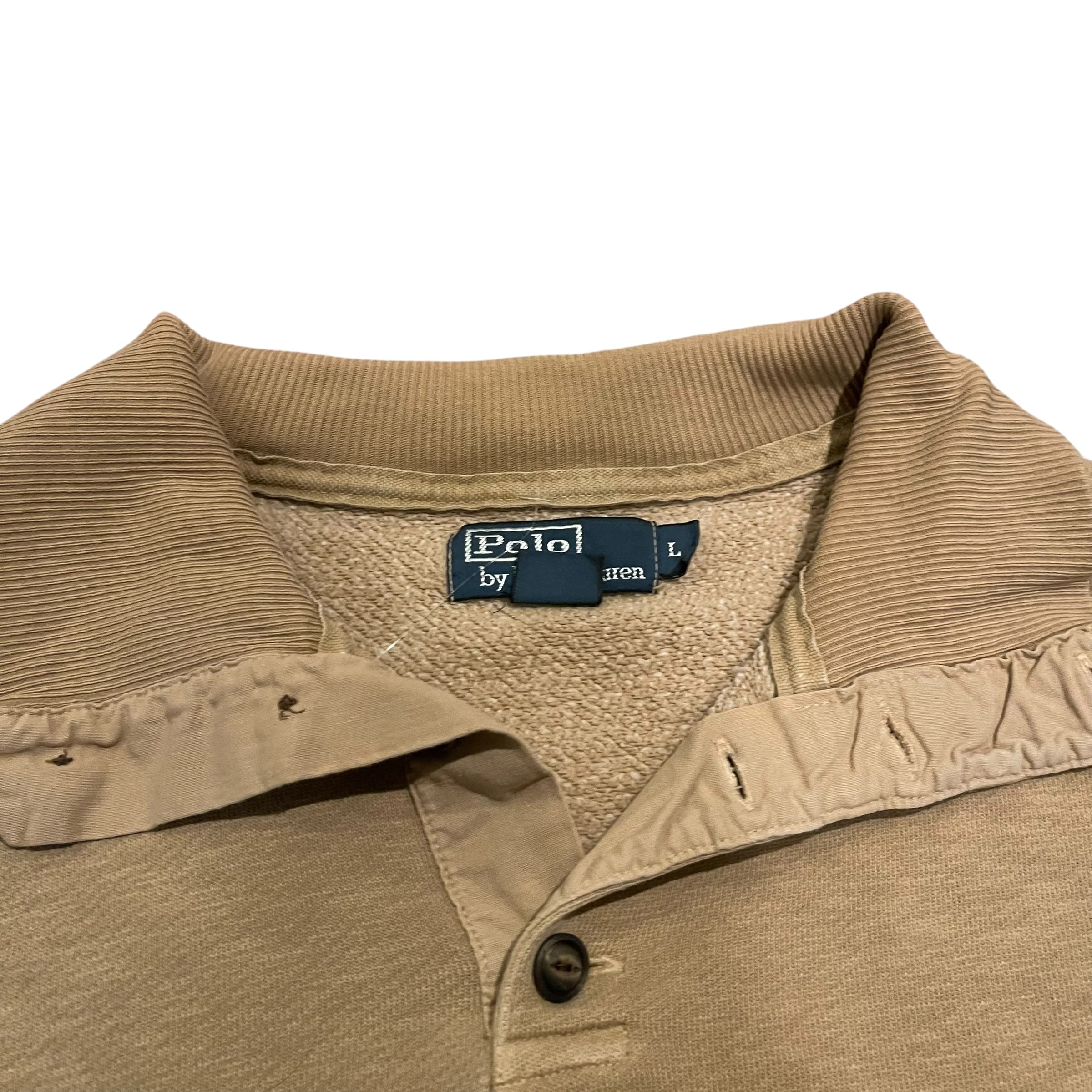Vintage Polo Ralph Lauren Tan Quarter Button Up Sweater