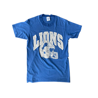 Vintage 90s Detroit Lions Blue Logo T-Shirt