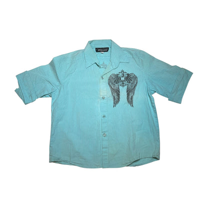Y2K Winged Jaguars Pinstriped Button-up