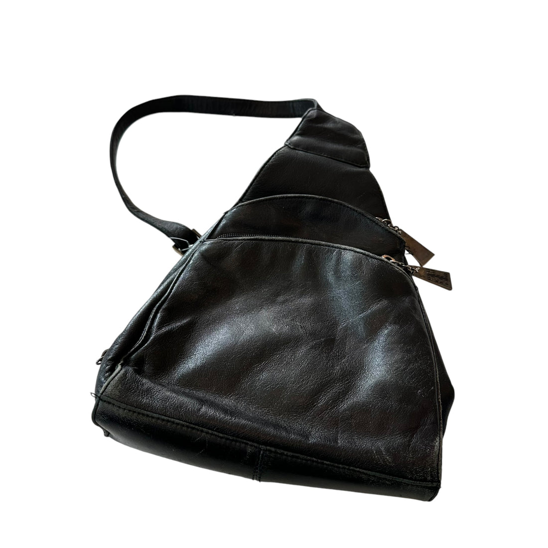 Vintage Black Leather Crossbody Bag