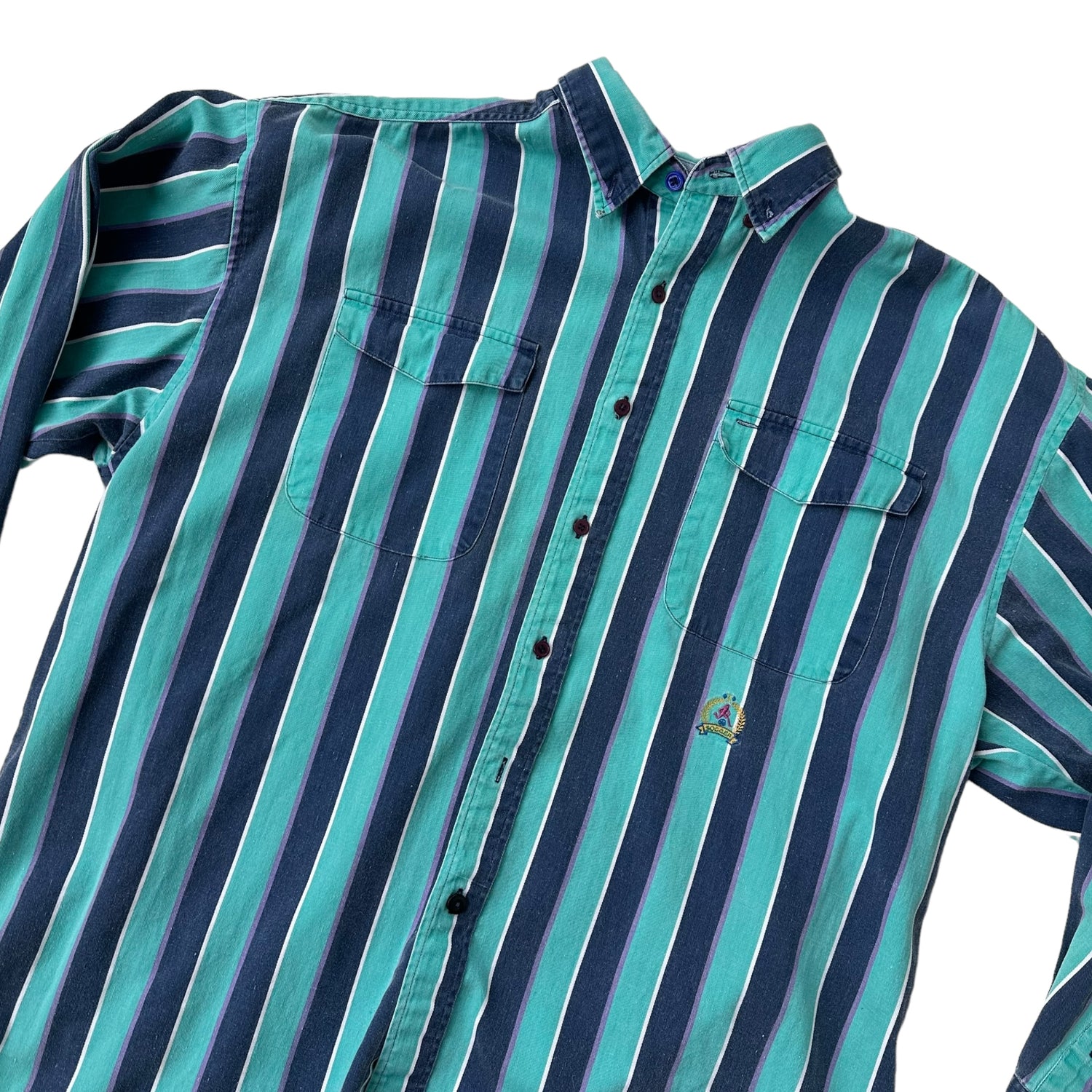 90s Striped Long Sleeve Button Up