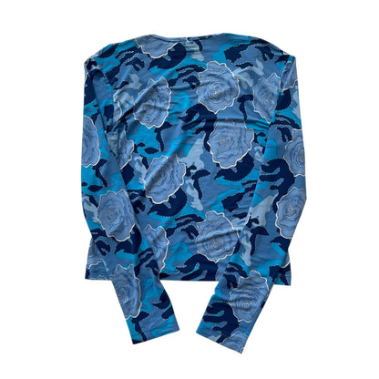 Y2K Xhilaration Blue Long Sleeve V-Neck Blouse