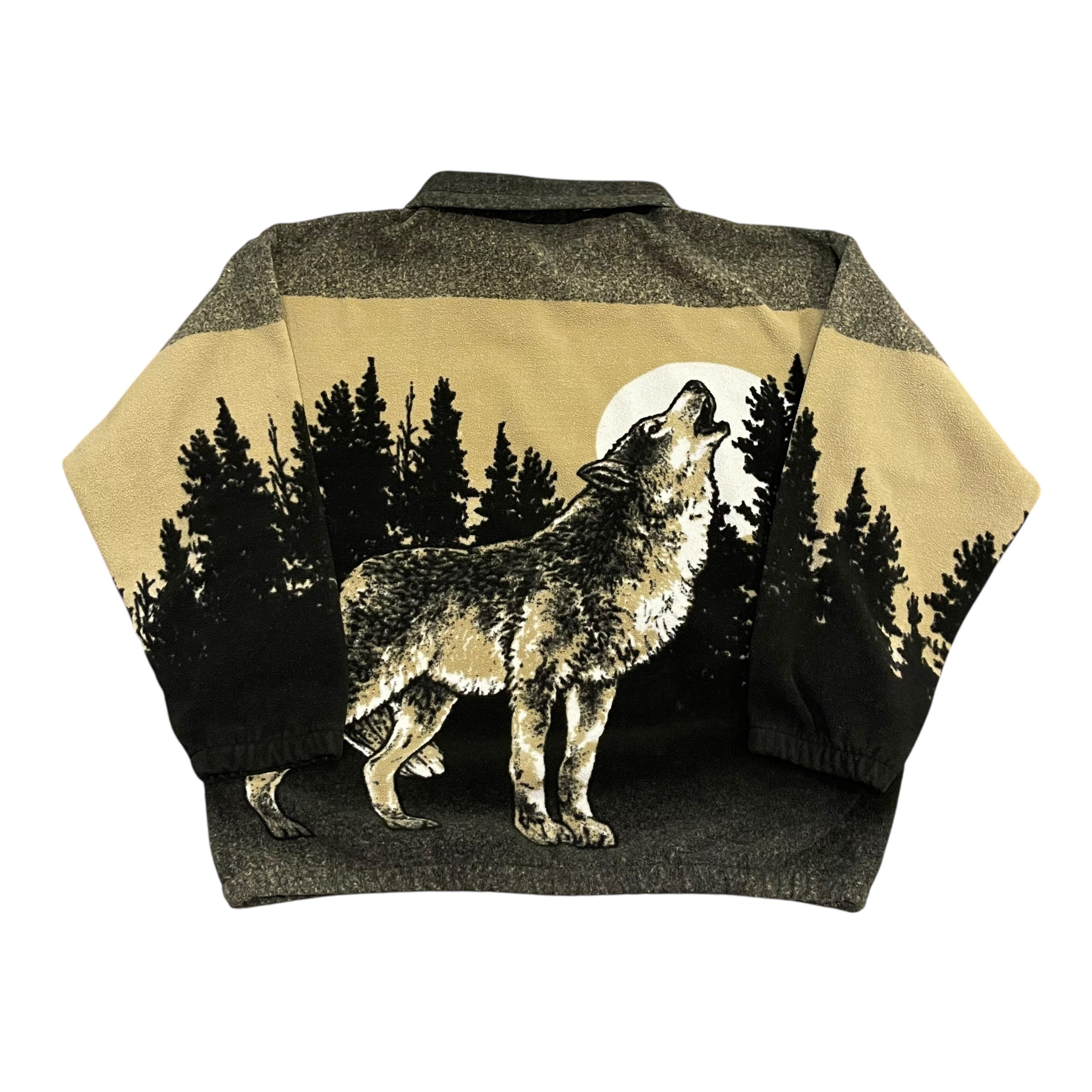 Vintage Wolf in the Woods Fleece Jacket