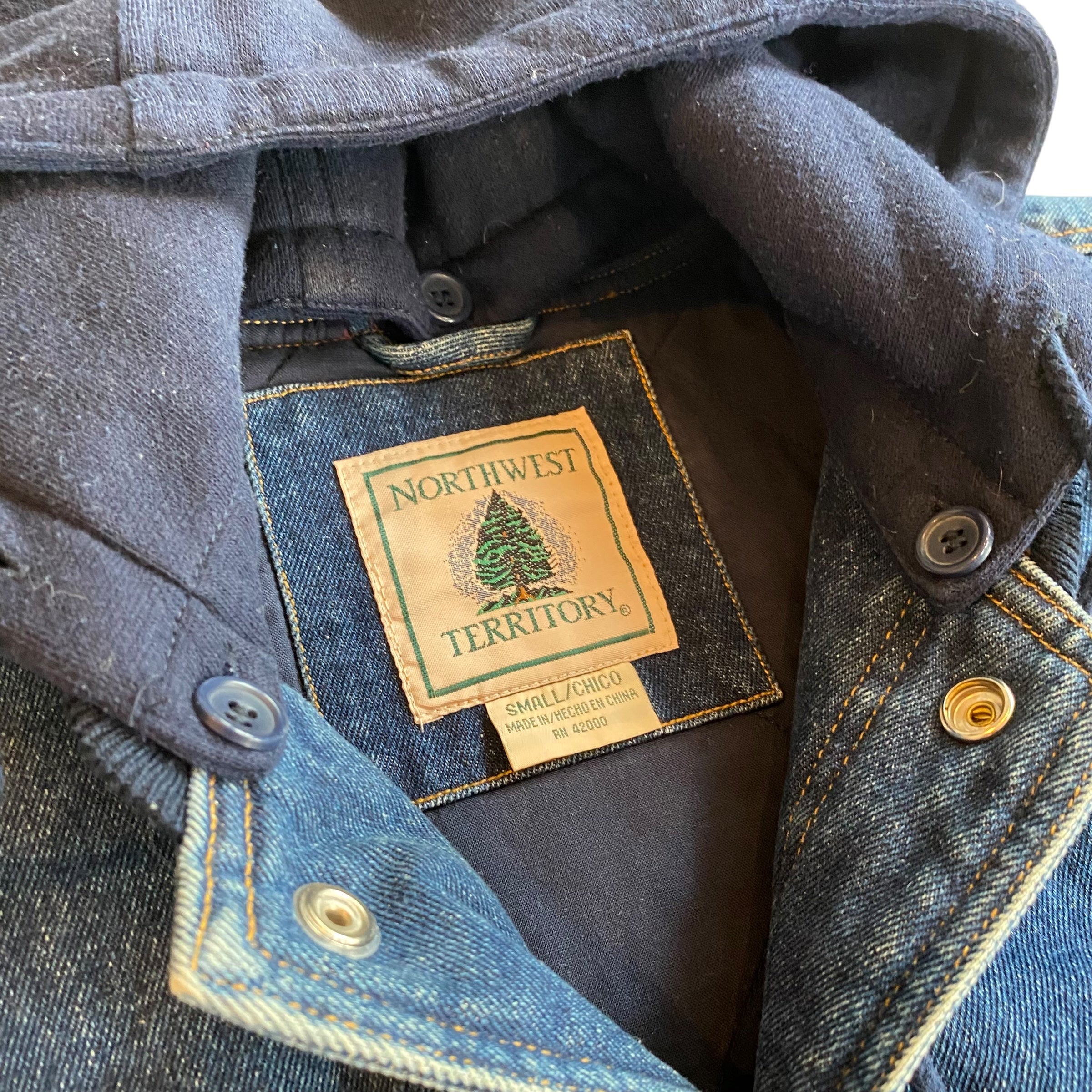 Vintage Denim Hooded Stadium Jacket