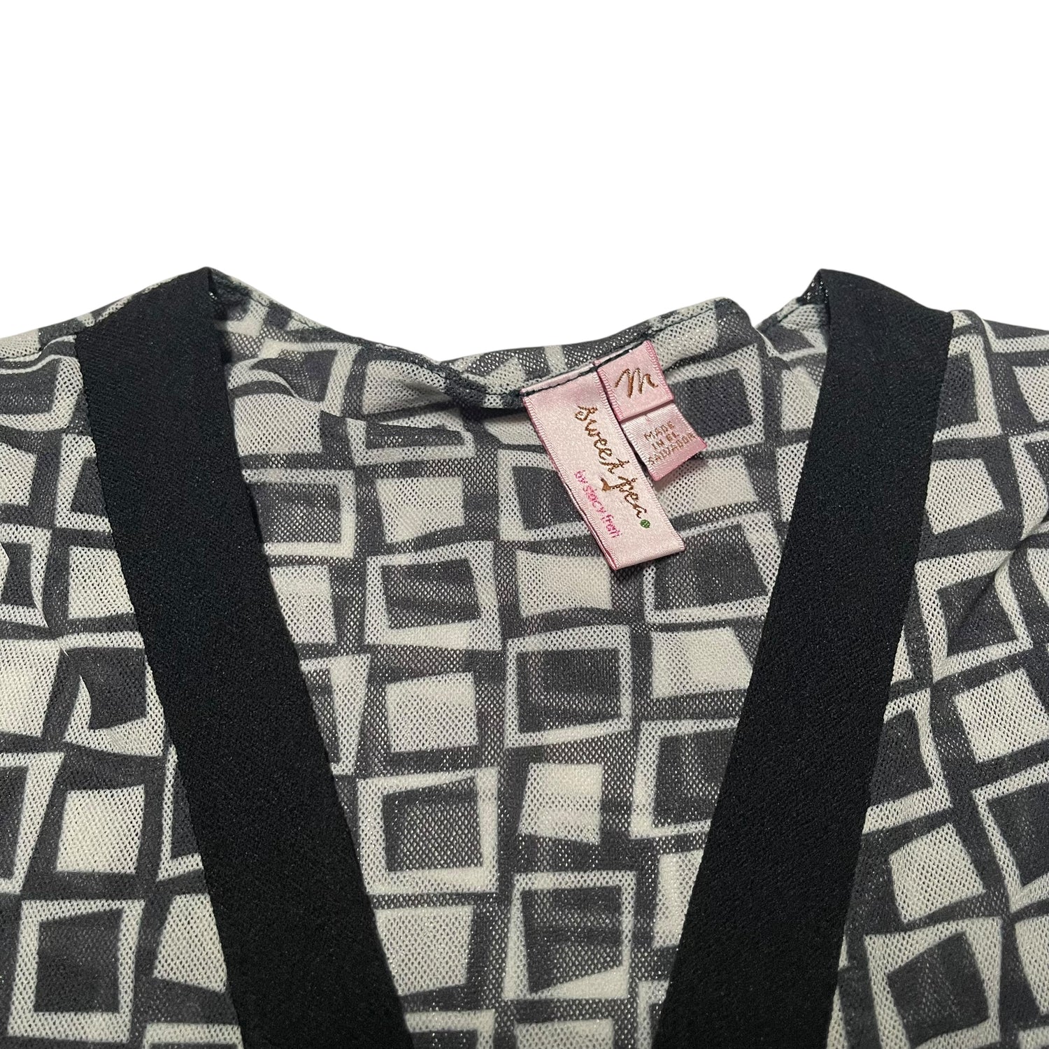 Y2K Sweet Peas Geometric-Print Tunic Blouse