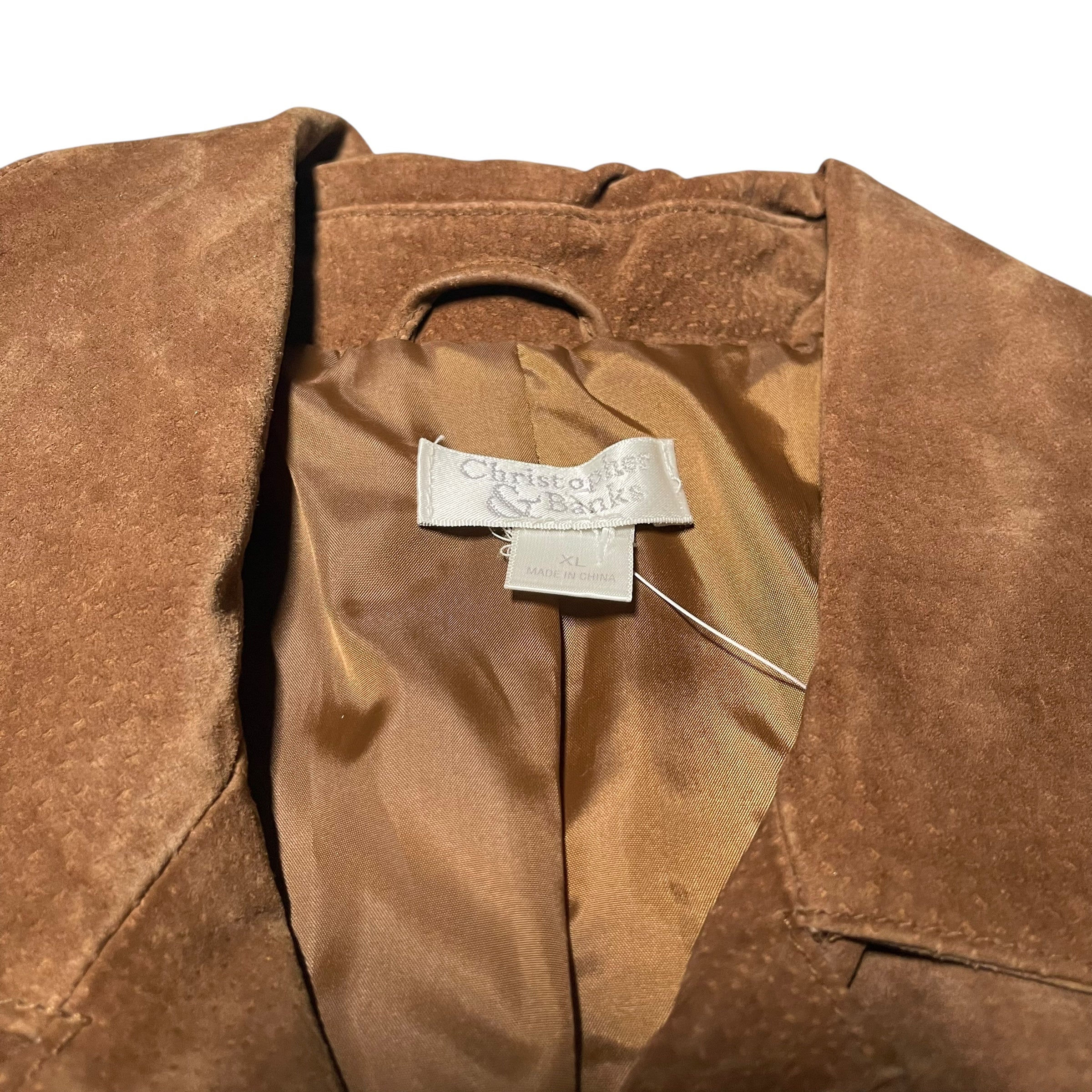 Y2K Christopher &amp; Banks Brown Suede Leather Jacket