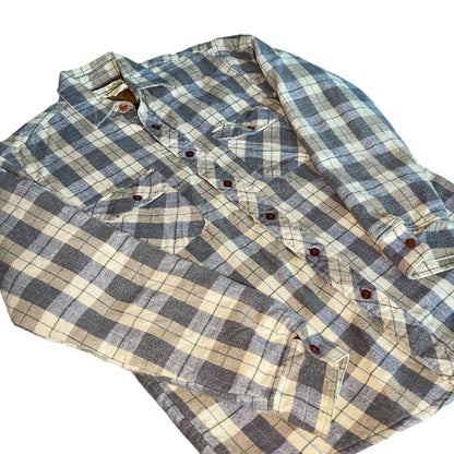 Vintage 80s Sandherst Blue and White Button Down Flannel