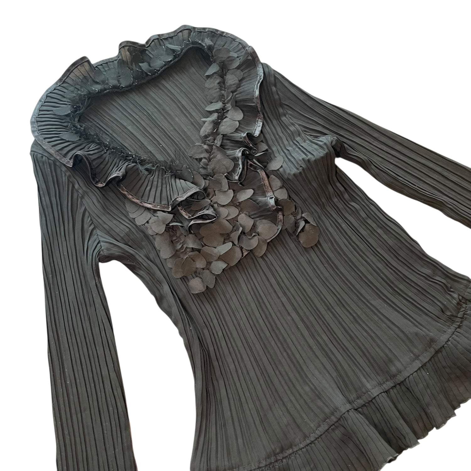 Vintage Black Pleated Blouse