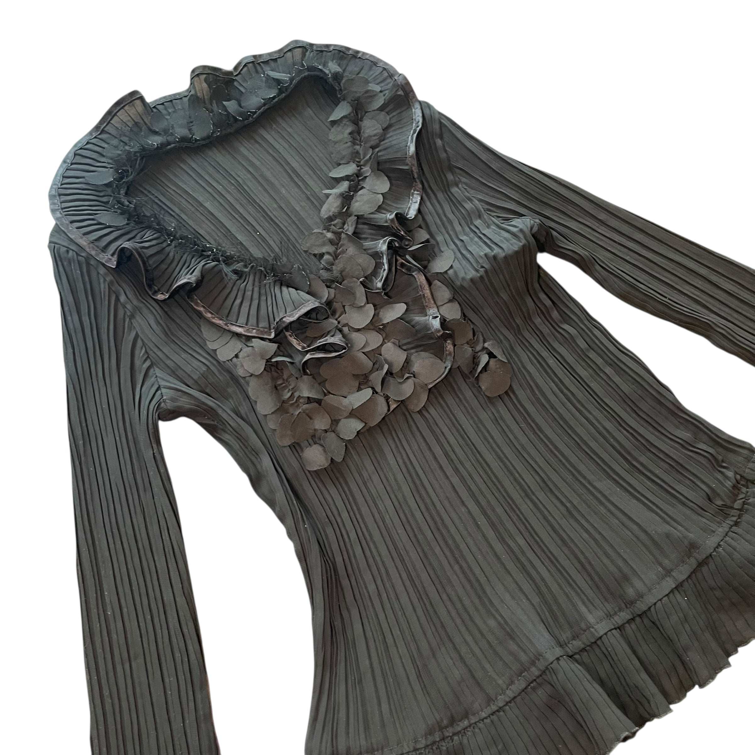 Vintage Black Pleated Blouse