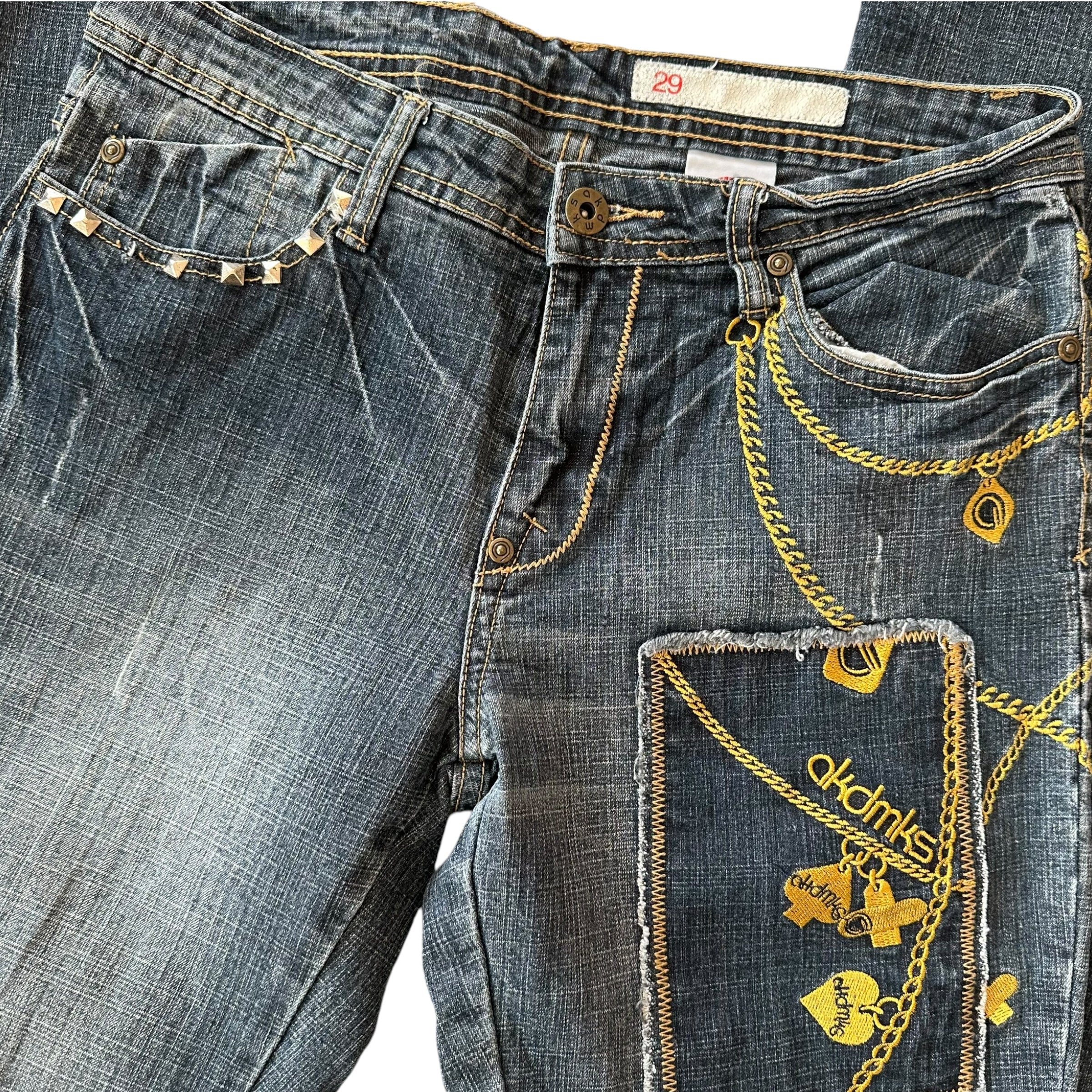 Y2k Akdmks Low Waisted Flare Jeans