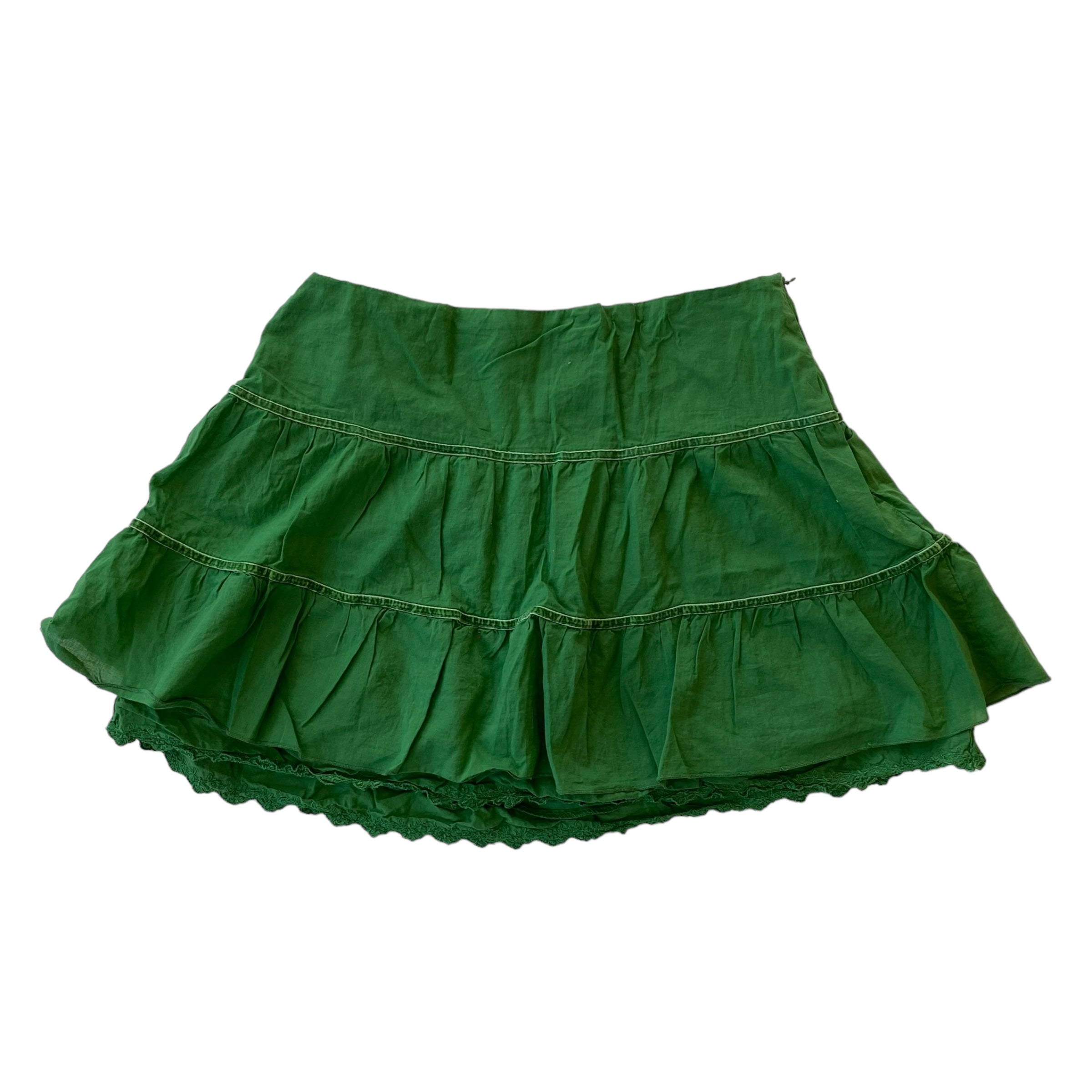 Y2k Green Ruffle Mini Skirt