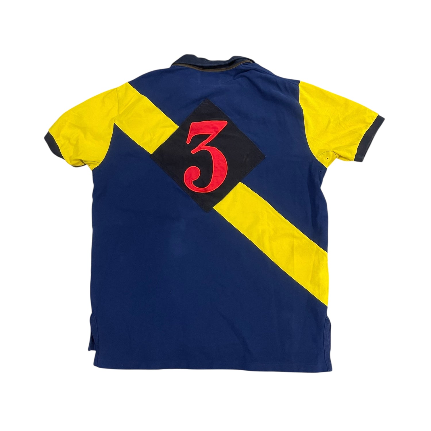 Vintage Polo Ralph Lauren Blue and Yellow Color-Blocked Polo Shirt