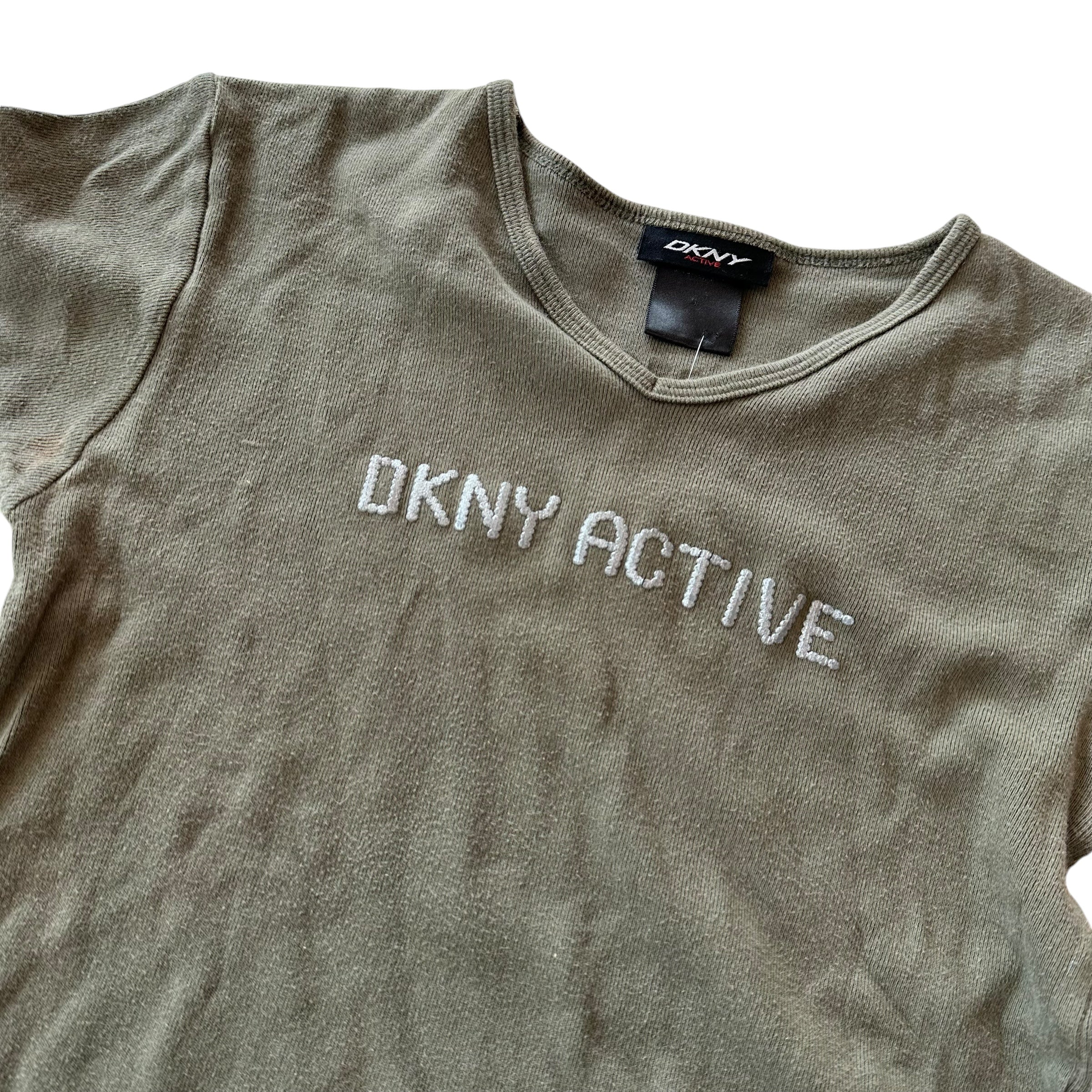 Y2k DKNY Graphic Green Femme Top